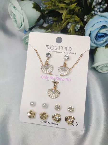 5 Pairs Earrings with Necklace (1 Pata / 1 Set)